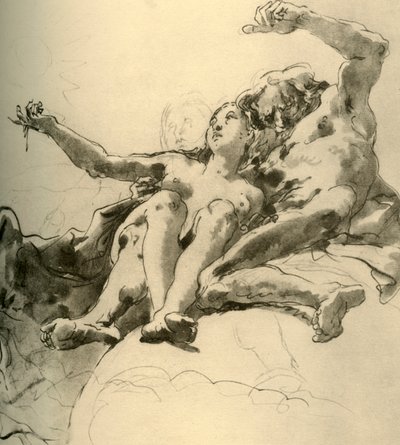 Starší muž vedle mladé ženy, která ukazuje ke Slunci, polovina 18. století, 1928 od Giovanni Battista Tiepolo
