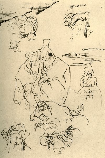 Postavy a hlavy orientálců, polovina 18. století, 1928 od Giovanni Battista Tiepolo