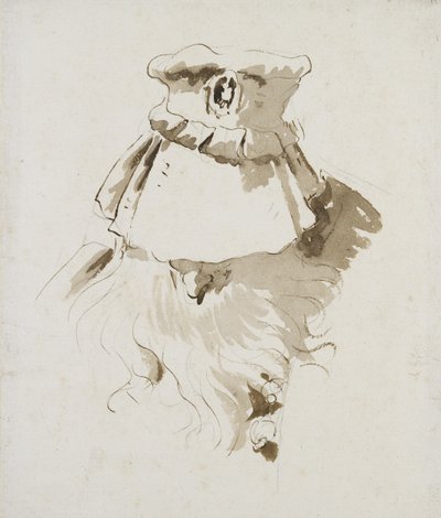 Hlava vousatého muže (pero a hnědý inkoust s hnědým lavírováním přes černou křídu na bílém papíře) od Giovanni Battista Tiepolo