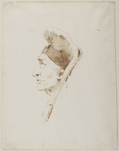 Profilová hlava starého muže s exotickou čelenkou od Giovanni Battista Tiepolo