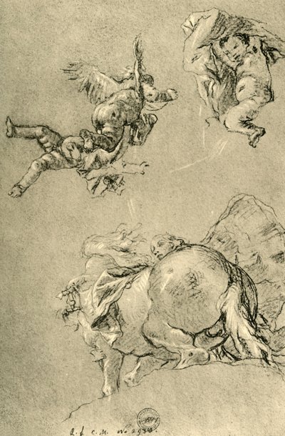Vznášející se Amorové a jeden z Horae se slunečním ořem, 1752-1753, 1928 od Giovanni Battista Tiepolo