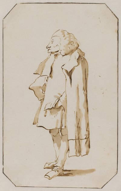 Karikatura stojícího muže v plášti od Giovanni Battista Tiepolo