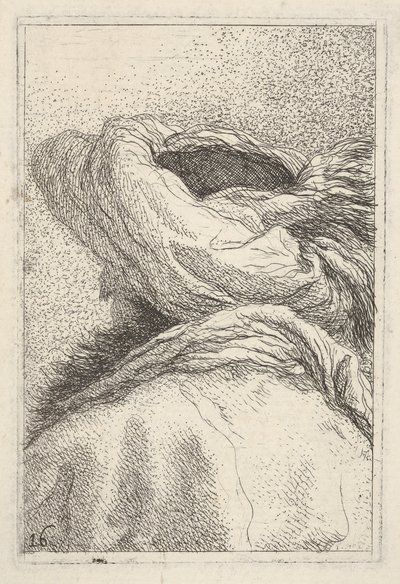 Muž v turbanu, vyobrazený ve formátu poprsí zezadu ve tříčtvrtečním pohledu, fr..., ca. 1770. od Giovanni Battista Tiepolo