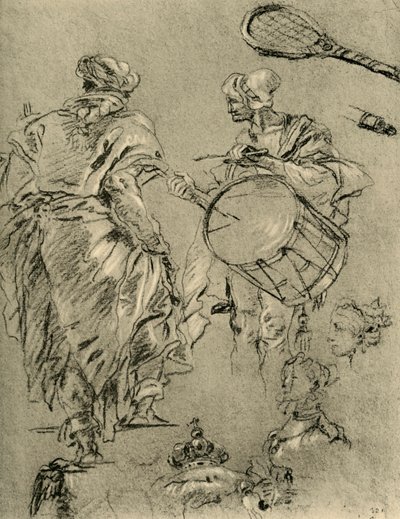 Muž viděný zezadu, bubeník a malá studia, 1751-1752, 1928 od Giovanni Battista Tiepolo