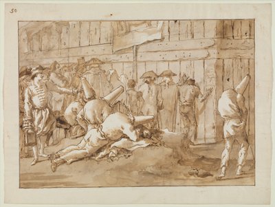 Punchinellos mimo cirkus, kolem 1800 od Giovanni Battista Tiepolo