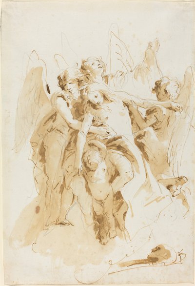 Svatá Máří Magdalena pozvednutá anděly od Giovanni Battista Tiepolo