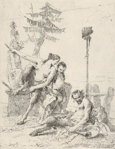 Satyr Family Pan a jeho rodina, z Scherzi, ca. 1743-50. od Giovanni Battista Tiepolo