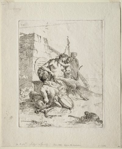 Scherzi: Satyrská rodina s obeliskem. od Giovanni Battista Tiepolo