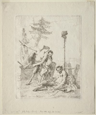 Scherzi di Fantasia: Šťastný satyr a jeho rodina od Giovanni Battista Tiepolo