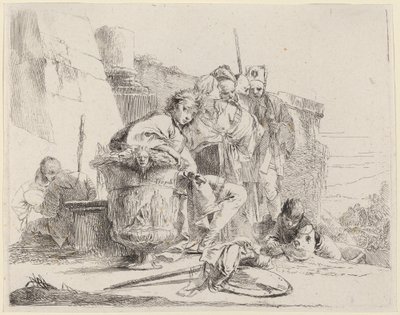 Sedící mládež opřená o urnu od Giovanni Battista Tiepolo