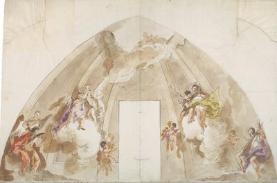Singende und musizierende Engel: Vorbereitende Zeichnung für die Decke der Kathedrale von Udine von Giovanni-Battista Tiepolo