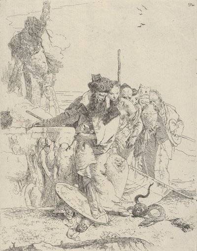 Šest lidí, kteří sledují hada, z Scherzi, ca. 1743-50. od Giovanni Battista Tiepolo