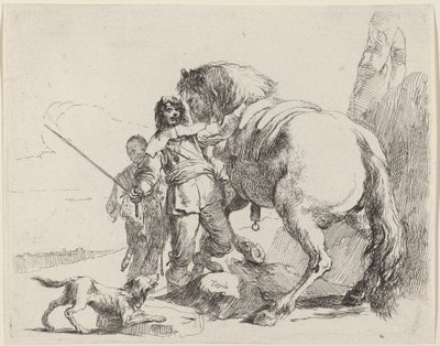 Voják s koněm a hlídačem od Giovanni Battista Tiepolo