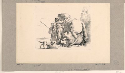 Voják s koněm a ženichem, z Vari Capricci od Giovanni Battista Tiepolo