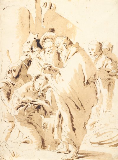 Svatý Prosdocimus křtí svatou Giustinu od Giovanni-Battista Tiepolo
