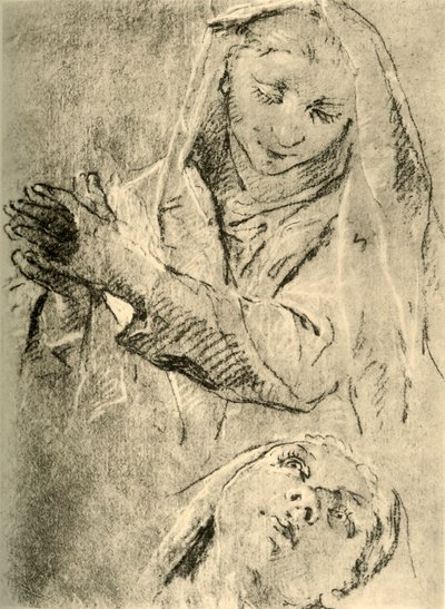 Studie madony, polovina 18. století, 1928 od Giovanni Battista Tiepolo