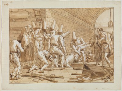 Pohřeb Punchinella, kolem roku 1800 od Giovanni Battista Tiepolo