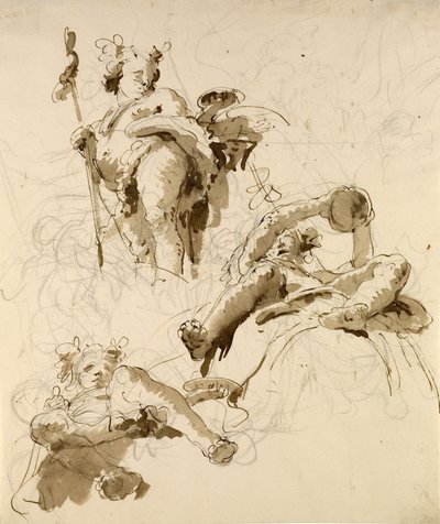 Drei Studien des Gottes Bacchus von Giovanni-Battista Tiepolo