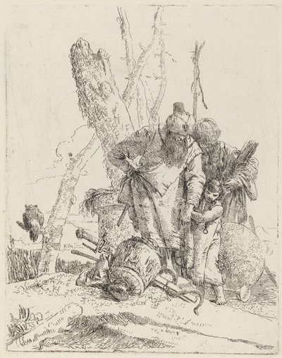 Dva kouzelníci v turbanu a chlapec od Giovanni Battista Tiepolo