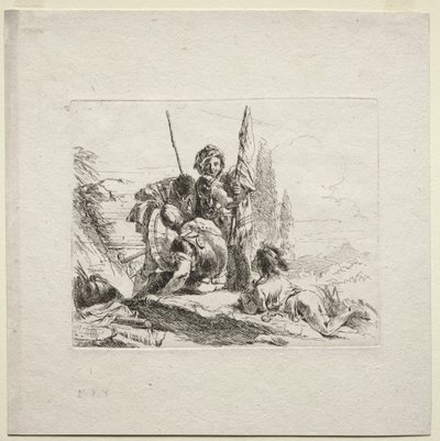Různé rozmar: Tři vojáci a chlapec od Giovanni Battista Tiepolo