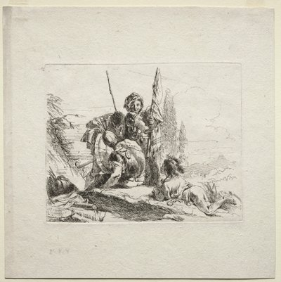 Různé rozmary: Tři vojáci a chlapec, 1785. od Giovanni Battista Tiepolo