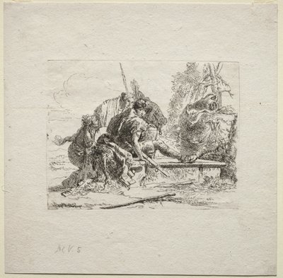 Různé rozmar: Dva vojáci a dvě ženy od Giovanni Battista Tiepolo