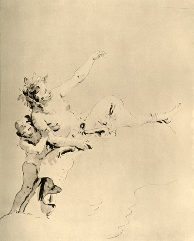 Žena spočívající na oblacích a podporovaná Amorem, polovina 18. století, 1928 od Giovanni Battista Tiepolo