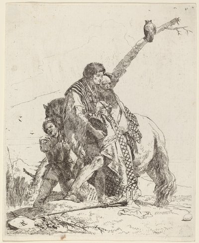 Mládež, mudrc a průvodce s koněm od Giovanni Battista Tiepolo