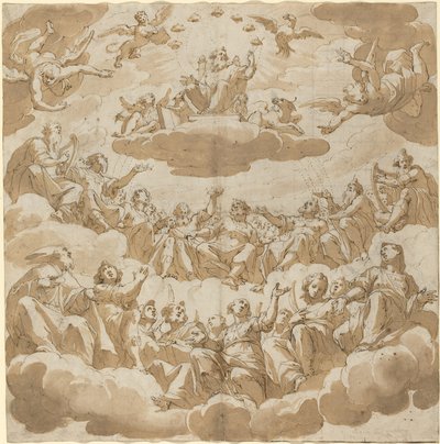 Bůh na trůnu obklopený svatými od Giovanni Battista Trotti