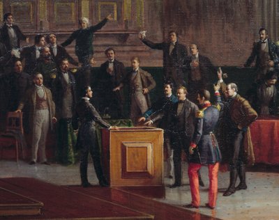 Dočasná vláda Benátek volí odpor k hořkému konci (1849), obraz Giovanni Battista Della Libera od Giovanni Battista della Libera