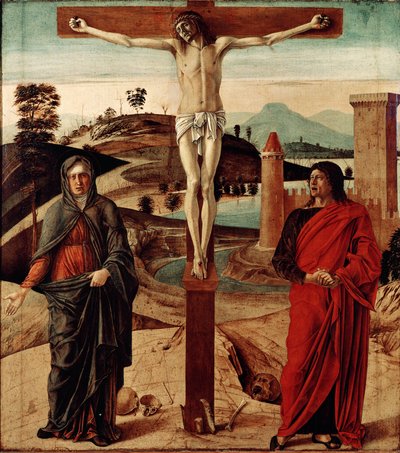 Kalvárie nebo Ukřižování. Obraz Giovanni Bellini dit il Giambellino (1432-1516). Rozměr: 71 x 63 cm. Florence, Coll. Contini Bonacossi od Giovanni Bellini