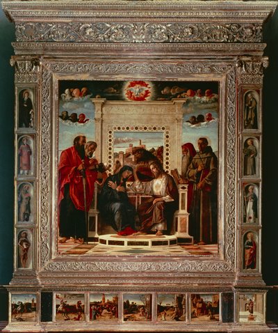 Giovanni Bellinin (1431-36 - 1516) Pesaro-alttaritaulu, öljy kankaalle, 262x240 cm, yksityiskohta, n. 1475 od Giovanni Bellini