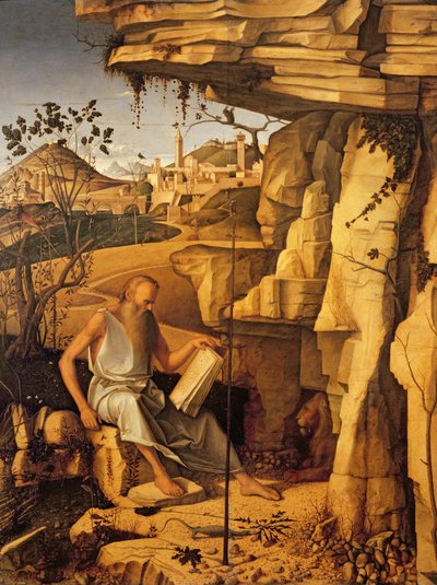 Svatý Jeroným na poušti, 1480-87 od Giovanni Bellini