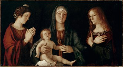 Panna s dítětem se svatou Kateřinou a svatou Máří Magdalenou (tempera na panelu od Giovanni Bellini