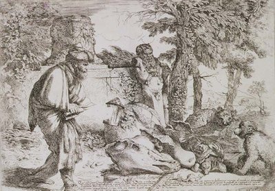 Diogenes hledá poctivého muže (lept) od Giovanni Benedetto Castiglione