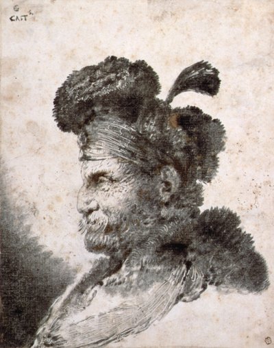 Vedoucí orientálky v profilu vlevo od Giovanni Benedetto Castiglione