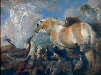 Stvoření (Genesis). Obraz Giovanni Benedetto Castiglione (1610-1665), olej na plátně, polovina 17. století. italské umění (Janov) od Giovanni Benedetto Castiglione