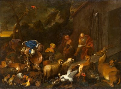 Noe a zvířata vstupující do archy, cca 1630-1632 (olej na plátně) od Giovanni Benedetto Castiglione