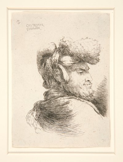 Muž z profilu, otočený doprava, ze série Les petites tetes d od Giovanni Benedetto Castiglione