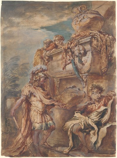Alexandra u Kýrovy hrobky od Giovanni Benedetto Castiglione