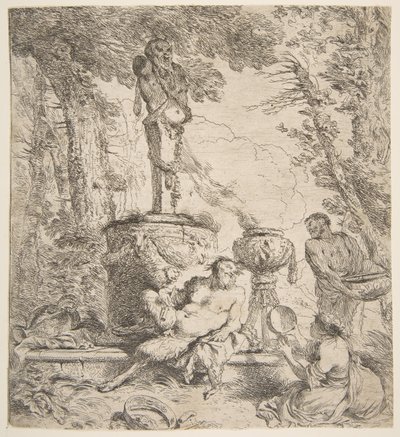 Bakchanal před oltářem pro bohy, ca. 1645. od Giovanni Benedetto Castiglione