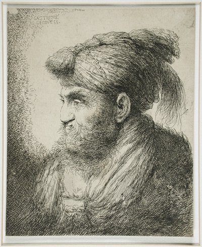 Vousatý muž v turbanu, 1647-51 od Giovanni Benedetto Castiglione