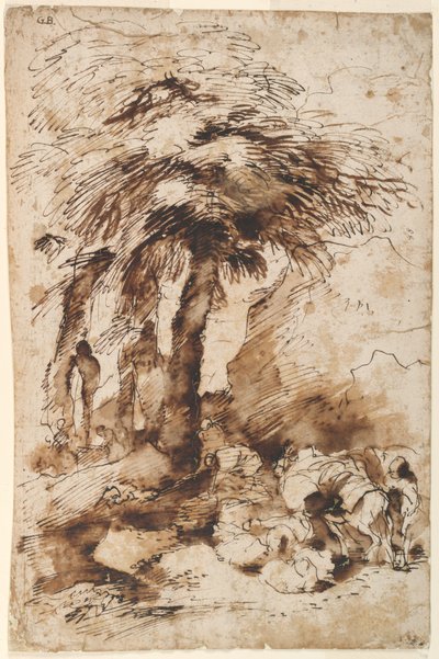 Karavana na odpočinku poblíž Herm od Giovanni Benedetto Castiglione