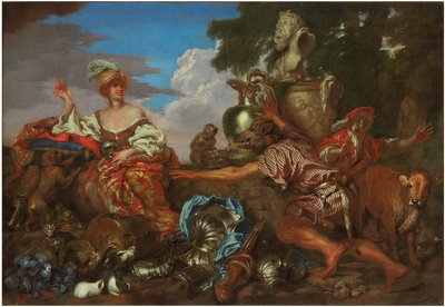 Circe mění společníky Ulysses na kance od Giovanni Benedetto Castiglione