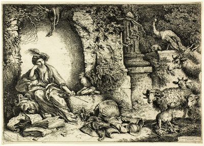 Circe s Odysseovými společníky proměněnými ve zvířata od Giovanni Benedetto Castiglione