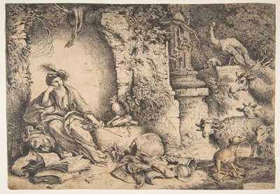 Circe se společníky Ulysses se změnila ve zvířata, 1650-51. od Giovanni Benedetto Castiglione