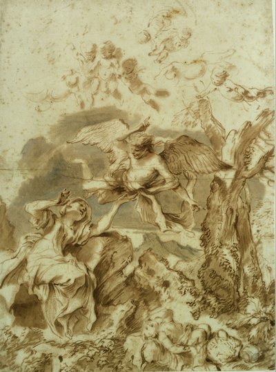 Hagar a Izmael na poušti od Giovanni Benedetto Castiglione