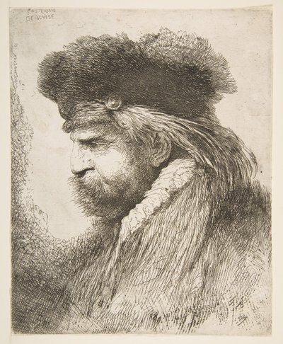 Hlava starého muže obrácená doleva, ze série Velkých orientálních hlav, ca. 1645-50. od Giovanni Benedetto Castiglione