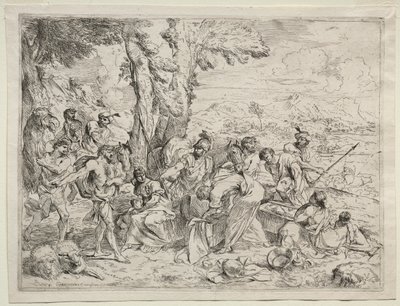 Laban hledá idoly v Racheliných zavazadlech od Giovanni Benedetto Castiglione