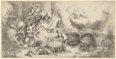 Narození s Bohem Otcem a anděly, ca. 1647-50. od Giovanni Benedetto Castiglione